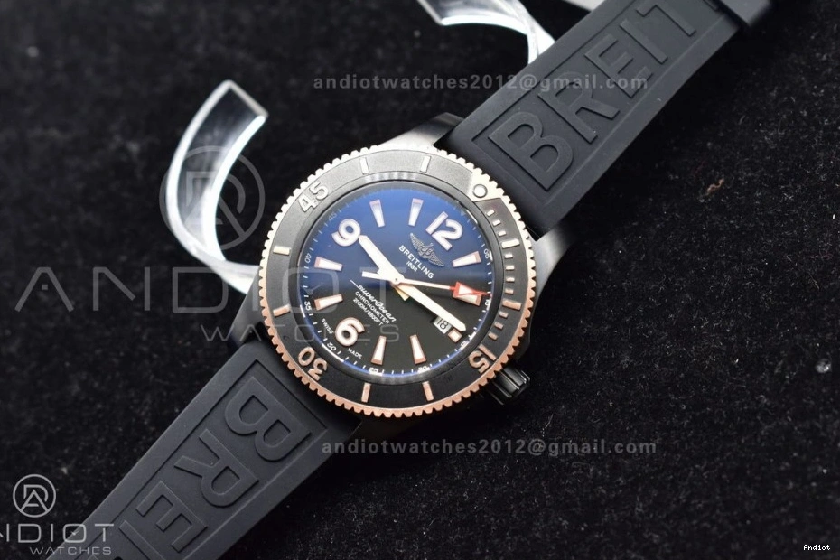 Rubber Bezel Dial Superocean 1:1 Automatic Black Best A2824 44 on Black Edition Black Strap TF 0406